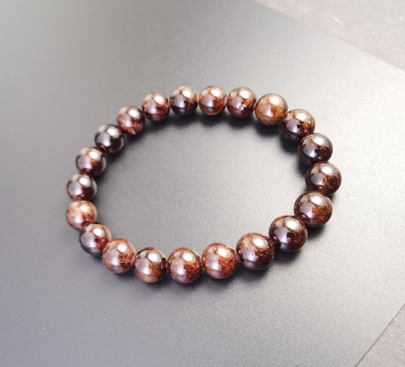 天然石 AB級ガーネット 9㎜ 　ブレスレット　 2枚目の画像