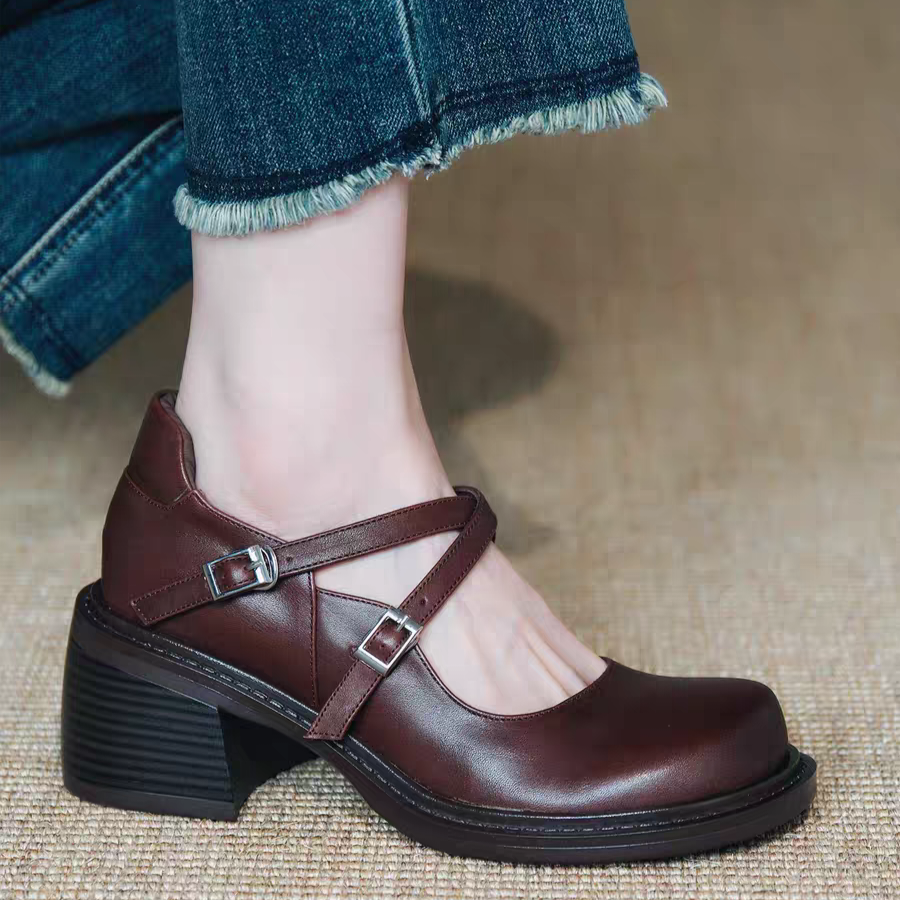 メリージェーンシューズ 本革 革靴 厚底 かわいい レディース厚底 厚底靴 シューズ スクールシューズ ラウンドトゥ 7,566円