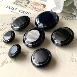 【送料無料】7個 1930年代 チェコ製 アンティーク ヴィンテージ 黒ガラスボタン 素材 [EY8495] 3枚目の画像