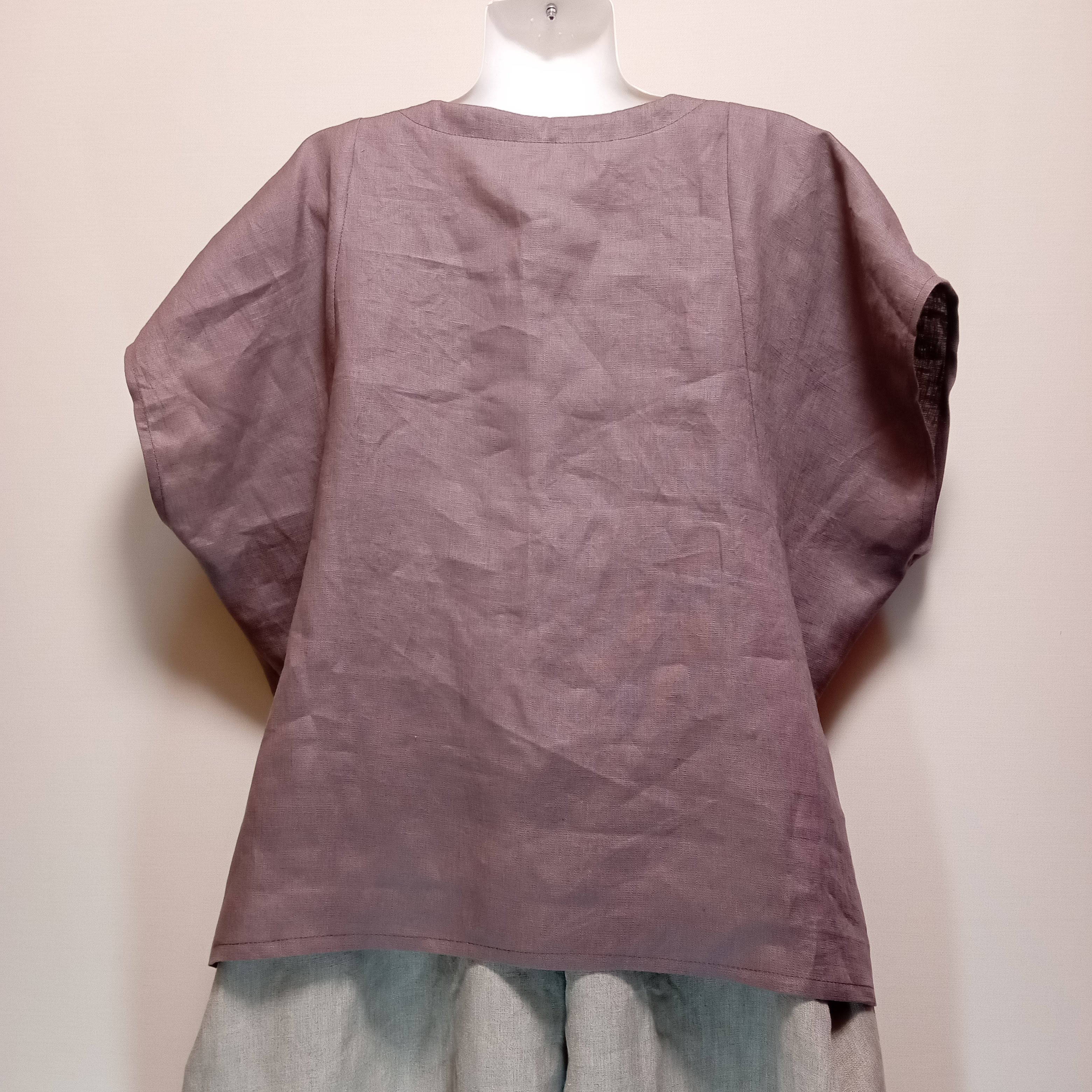 リネン◇ドルマンパフブラウス◇ブラウン◇フリーサイズ（リネン100％）