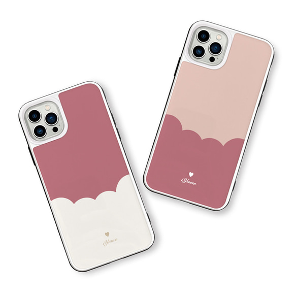 スマホケース バイカラー＊桜　＜強化ガラス+TPU＞　iPhoneケース 名入れ iPhone14 13Pro 3枚目の画像