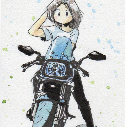 バイク オーダーメイド・イラスト オートバイ 水彩画 イラスト