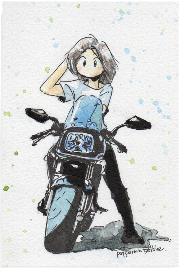 バイク オーダーメイド・イラスト オートバイ 水彩画 イラスト