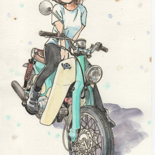 バイク オーダーメイド・イラスト オートバイ 水彩画 イラスト