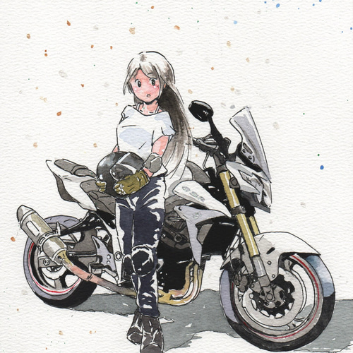 バイク オーダーメイド・イラスト オートバイ 水彩画 イラスト