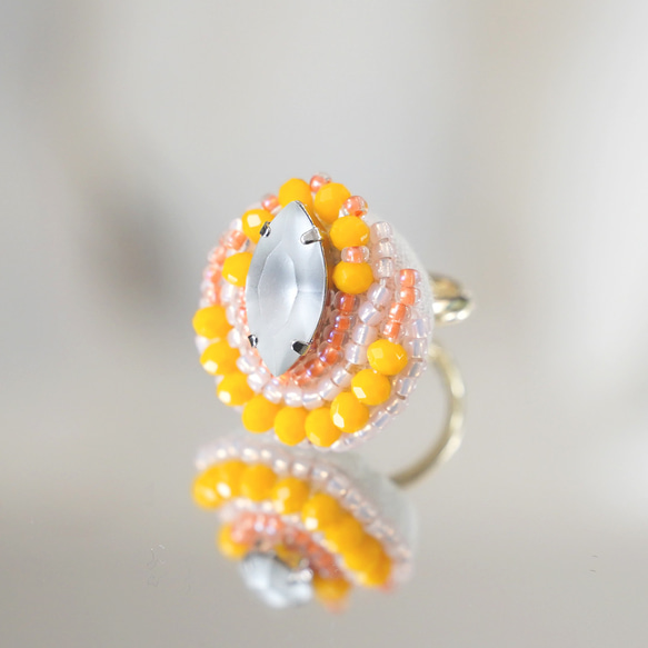 閒聊戒指 36 均碼串珠刺繡戒指寶石橙色多彩多色維生素顏色 第3張的照片