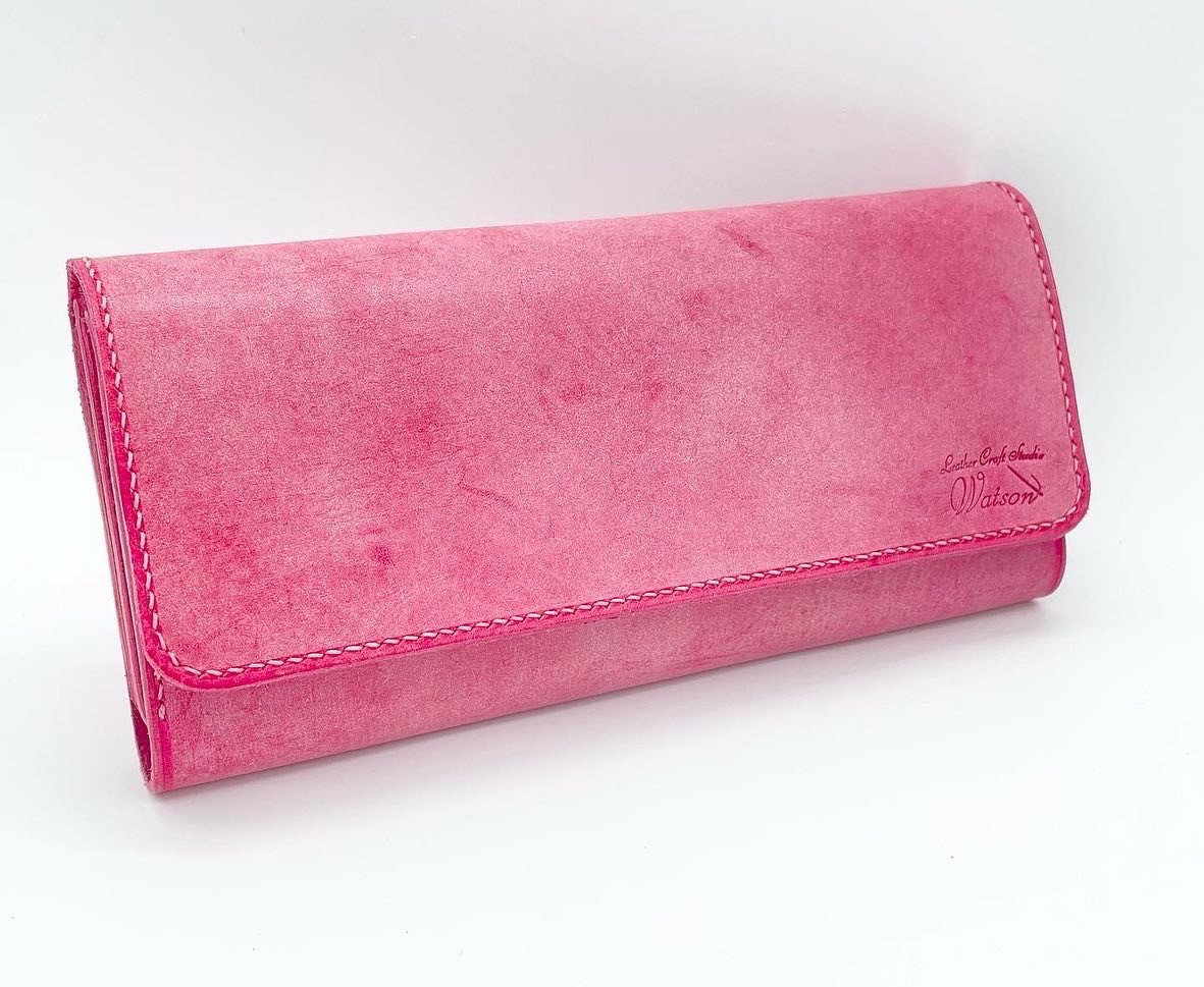 雪解け　春に咲く長財布（コーラルピンク）