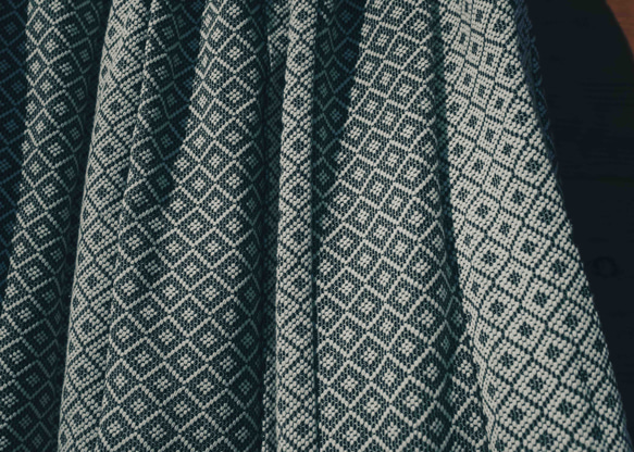 四つ目スカート/生成り/三河木綿 刺し子織 