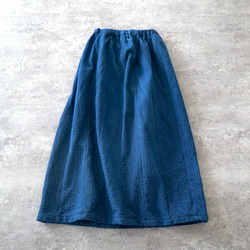 四つ目スカート/ブルー/三河木綿 刺し子織 6枚目の画像