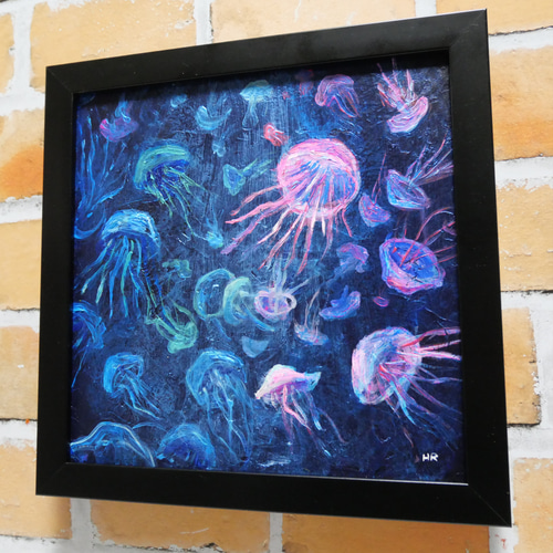 絵画 MINI インクトーバー『魚』 金魚と松のミニ原画です。 ペン画工程では