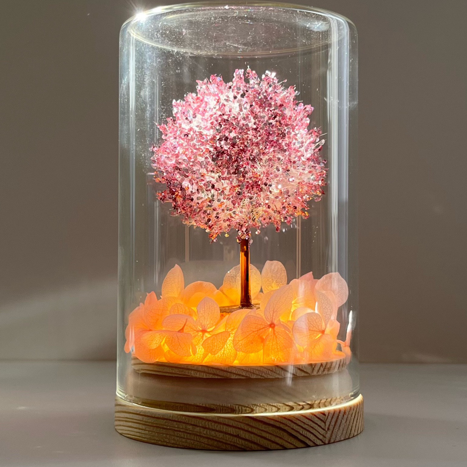 《夜桜たんぽぽランプ》LED たんぽぽ綿毛の桜の木　LEDキャンドル　プレゼント　桜　春　入学　卒業　枯れない花