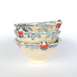 ご飯茶碗　菊と唐子　手びねり　オリジナル陶器 12枚目の画像