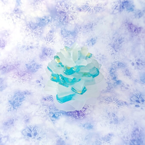 オーダー】シーグラスのお花のランプシェード 青×灰 鵠（くぐい