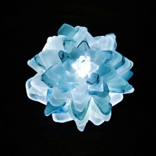 オーダー】シーグラスのお花のランプシェード 青×灰 鵠（くぐい