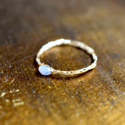 [K14gf] 灰色鑽石米粒切割 3 毫米，繩編/鍍金戒指 第6張的照片
