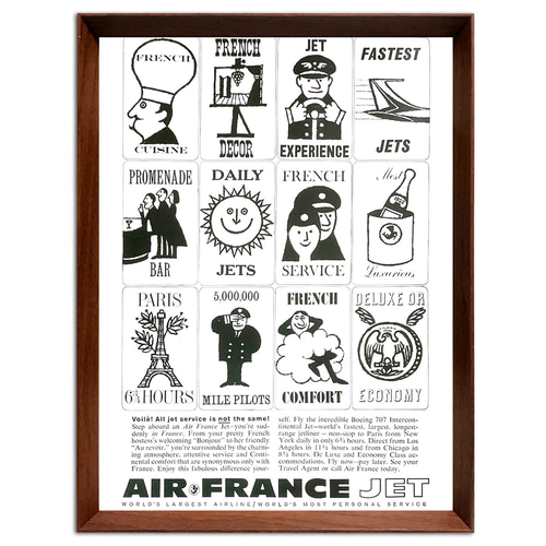 エールフランス 1960年代 アメリカ ヴィンテージ 雑誌 広告 額付