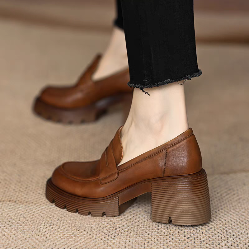 厚底ローファー 厚底 靴 レディース スリッポン 厚底 ウェッジソール 外反母趾 本革 革靴 コンフォートシューズ