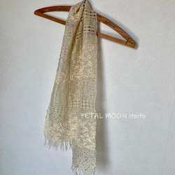 シルク・麻・綿のレース織りのミニマフラー 3枚目の画像