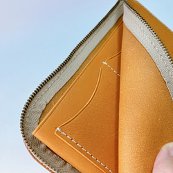 【Creare】本革　L字ファスナー薄型長財布　ヌメ革　ライトブラウン　ロングウォレット　レザー 4枚目の画像