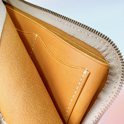 【Creare】本革　L字ファスナー薄型長財布　ヌメ革　ライトブラウン　ロングウォレット　レザー 5枚目の画像