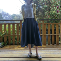 受注【ﾎﾟﾘ混デニム】テールスカート　L-70/85　前後差ｽｶｰﾄ ｲﾚｷﾞｭﾗｰﾍﾑ 変型裾 wｺﾞﾑ 10枚目の画像