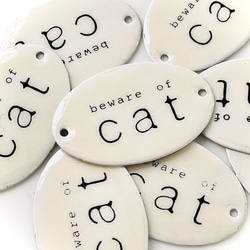 Enameled tag（搪瓷盤）beware of cat（有貓，小心貓）2 pieces | Deadstock 第7張的照片