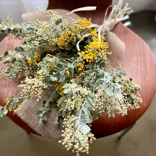 パールアカシア ミモザ スワッグアンティーク