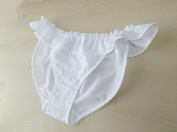 オーガニックコットン× レース 植物刺繍 フリルショーツ その他