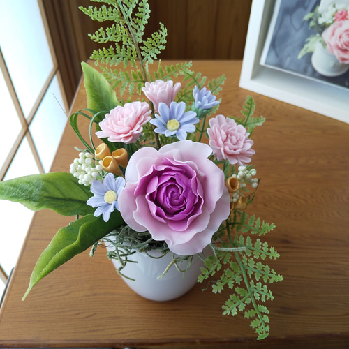 ハンドメイド／薔薇雑貨／リース／クレイフラワー／フラワー