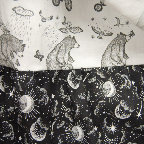 月星夜空×ベア　ミックスコットン4段フリルティアードロングスカート
