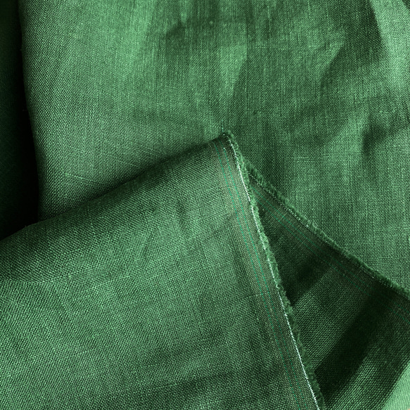 洗いざらしリネン生地 上質 中薄 爽やか グリーン50cm〜 3枚目の画像
