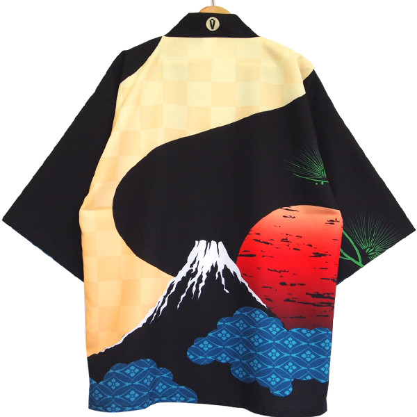 和柄はっぴ（法被・ハッピ・半被）#03｜祭り イベント フェス 販促｜大人用 ｜イエロー｜オリジナルデザイン