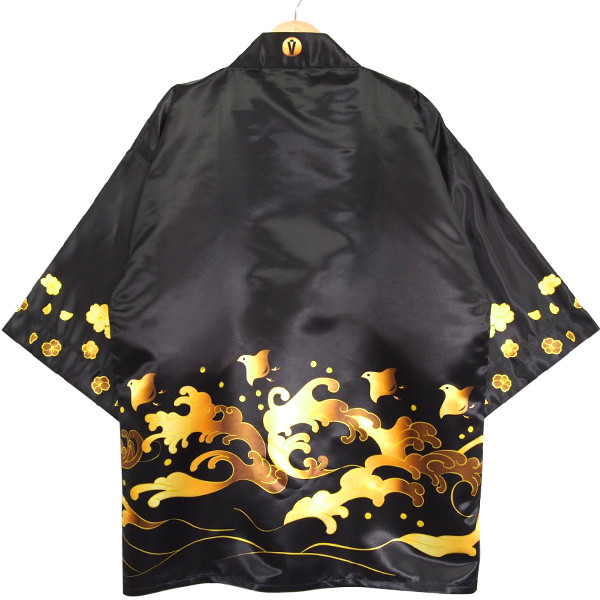 日本柄はっぴ（法被・ハッピ・半被）#04｜祭り イベント フェス 販促｜大人用 ｜ブラック｜オリジナルデザイン