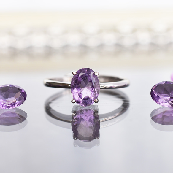 アメジスト指輪、リング：美しい天然石：紫色：シルバー925【Creema限定】【送料無料】 1枚目の画像