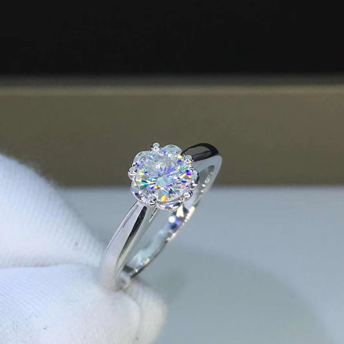 newデザイン】白金の薔薇 モアサナイト ダイヤモンド リング k18WG  