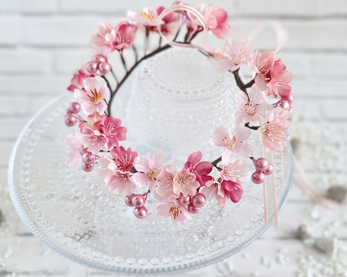 アンティーク系♡花かんむり 花冠 ~ Antique Flower Tiara ~ Pink バラ・薔薇・ローズ 花かん