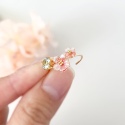 -Jewelry flower-  桜とアクアマリンのワイヤーリング 2枚目の画像