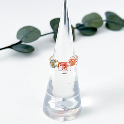 -Jewelry flower-  桜とアクアマリンのワイヤーリング 4枚目の画像