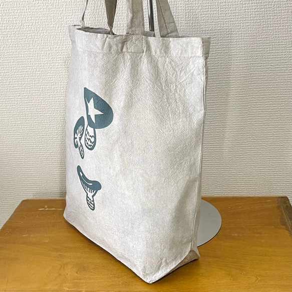 おつかいBAG｜Mサイズ｜椎茸｜手染め灰色 3枚目の画像