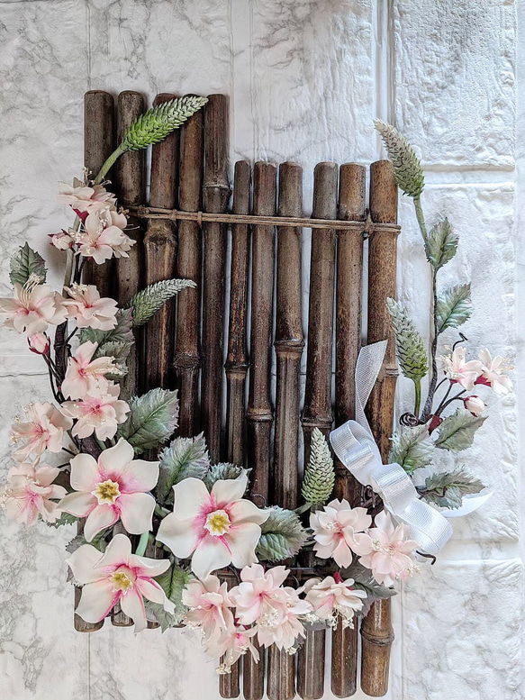 クレイフラワー】桜のリース【粘土フラワー】 その他インテリア クレイフラワー】桜のリース【粘土フラワー】 その他インテリア