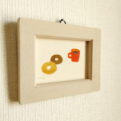 小さな絵　原画「ドーナツ」※木製ミニ額縁入り 4枚目の画像