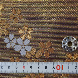 Gold Brocade Tazuna Sakura Gold/Navy ☆織物寬度約 33cm x 長度 50cm☆ 可連續切 第8張的照片