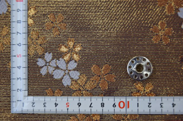 Gold Brocade Tazuna Sakura Gold/Navy ☆織物寬度約 33cm x 長度 50cm☆ 可連續切 第8張的照片