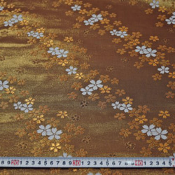 Gold Brocade Tazuna Sakura Gold/Navy ☆織物寬度約 33cm x 長度 50cm☆ 可連續切 第5張的照片
