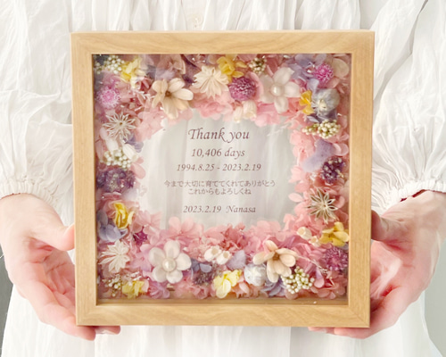 開店記念セール！ 花の絵/日々草 夏 油彩画F3 木製Boxフレーム付き 少なく 花言葉/生涯 絵画