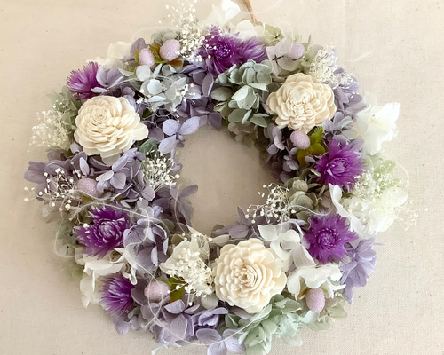 リース パープルのリース プリザーブドフラワー karen640 通販