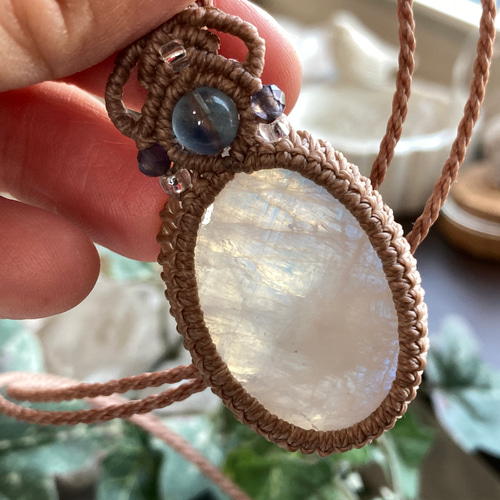 天然石 マクラメ編みネックレス 天然石マクラメ編みネックレス ターコイズ 縄文陶パーツ | iichi 日々