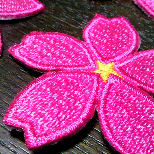 縁取り刺繍桜と花びらワッペンセットaデザイン/選べるカラー ワッペン
