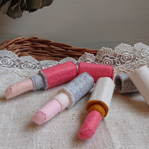 受注製作】フェルトおままごと メイクシリーズ ※リップ(単品) おもちゃ