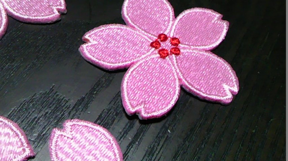 縁取り刺繍桜と花びらワッペンセットeデザイン/選べるカラー 4枚目の画像